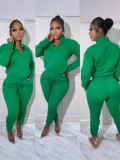 Women Winter Casual Zipper Sports Top and Pant Two Piece Set