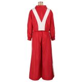 Women Sports Woven Colorblock Top and Pant Two Piece Set