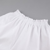 Women casual long-sleeved top and ruffled shorts Two Piece Set