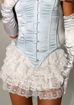 Women French Lace Cascading Ruffles Skirt