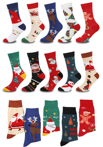Christmas Autumn and Winter Santa Claus Elk Christmas Gift Middle Socks