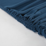 Women sexy Round Neck Bell Bottom sleeve lace-up knitting solid dress