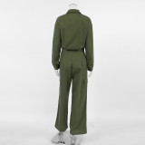 Women American long-sleeved Cargo Jumpsuit