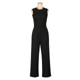 Women Sexy Vest Pleated Pants Two Piece Set