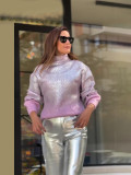 Autumn High-Neck Fashion Plaid Pullover Casual Women's Sweater