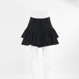 Spring Fashion Sexy Black Linen High Waist Short Skirt