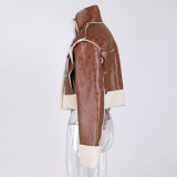 Winter Color Matching Lambswool Fur Trend Coat