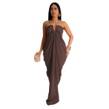 Women Solid Sexy V-Neck Dress
