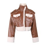 Winter Color Matching Lambswool Fur Trend Coat