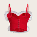 Women Christmas sexy bow fur adjustable body shaping suspender Strapless bra Top