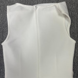 Women's Round Neck Sleeveless Luxury Rhinestone Elegant Bandage Dress