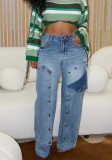 Women Patchwork Trendy Removable Denim Pants