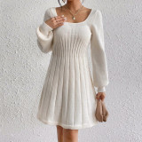 Women Butterfly U-Neck Long Sleeve Sweater Dress