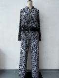 Summer Chic Printed Long-Sleeved Top Wide-Leg Pants Fashionable Two-Piece Set