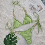 Luxury Crystal Lace-Up Sexy Bikini Set Women's Beach Holidays Swimsuit