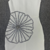 Women's Round Neck Sleeveless Luxury Rhinestone Elegant Bandage Dress