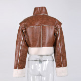 Winter Color Matching Lambswool Fur Trend Coat