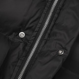 Winter Belt Slim Waist Patchwork Puffy Coat