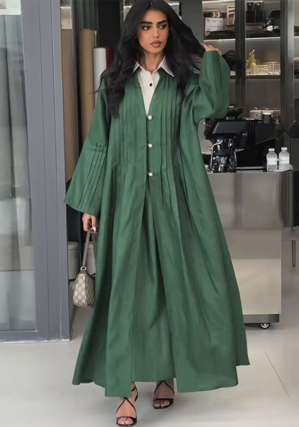 Chic Fashion Pleated Loose Long Shirt Coat