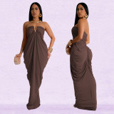 Women Solid Sexy V-Neck Dress