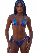 Sexy Bikini Crystal Three-Piece Two Pieces Swimsuit Beach Shiny Women's Swimsuit