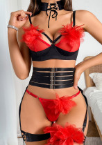 Sexy Bra Panties Set Fashion Hollow Sexy Four-Piece Lingerie