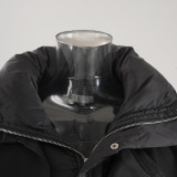 Winter Belt Slim Waist Patchwork Puffy Coat