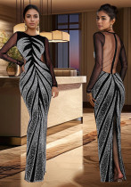 Women Beaded Long Sleeve Sexy Bodycon Dress Women Beaded Long Sleeve Sexy Bodycon Dress