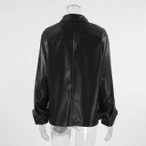 Pu Leather Loose Jacket Autumn And Winter Fashion Coat