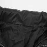 Winter Belt Slim Waist Patchwork Puffy Coat