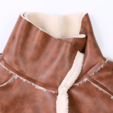 Winter Color Matching Lambswool Fur Trend Coat