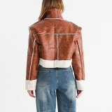 Winter Color Matching Lambswool Fur Trend Coat