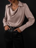 Women Fall Long Sleeve Solid Top Shirt