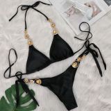 Luxury Crystal Lace-Up Sexy Bikini Set Women's Beach Holidays Swimsuit