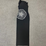 Women's Round Neck Sleeveless Luxury Rhinestone Elegant Bandage Dress