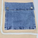 Women Patchwork Denim pocket cardigan sweater