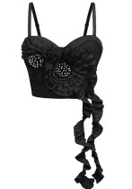 Women Mesh See-Through fishbone flower suspender bra Top