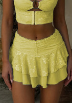 Women lace pleated multi-layer stacked skirt