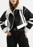Women's Winter Contrast Color Patchwork Lambswool Fur Jacket