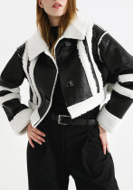 Women's Winter Contrast Color Patchwork Lambswool Fur Jacket Women's Winter Contrast Color Patchwork Lambswool Fur Jacket