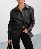 Pu Leather Loose Jacket Autumn And Winter Fashion Coat