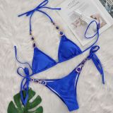 Luxury Crystal Lace-Up Sexy Bikini Set Women's Beach Holidays Swimsuit