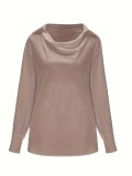 Women Fall Long Sleeve Solid Top Shirt