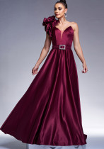 Chic One Shoulder Slash Shoulder Formal Party Slim Waist Evening Dress Women Bridesmaid Gown Chic One Shoulder Slash Shoulder Formal Party Slim Waist Evening Dress Women Bridesmaid Gown