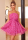 Women's Polka Dot Print Strapless Belt A-Line Dress