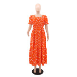 Women Square Neck Puff Sleeve Floral Dress