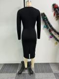 Patchwork Contrast Color Irregular Elastic Bodycon Back Slit Dress