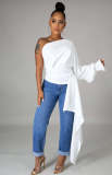 One Shoulder Long Sleeve Irregular Women's Top
