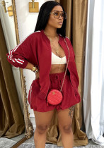 Casual Women's Skirt Ribbon Jacket Skirt Solid Color Two Piece Set