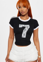 Autumn Street Slim Sexy Print Girl Short Top Short Sleeve T-Shirt Autumn Street Slim Sexy Print Girl Short Top Short Sleeve T-Shirt